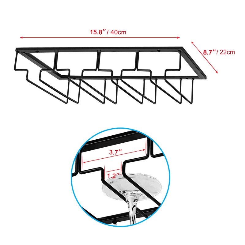 MOCOUM Wine Glasses Rack Under Cabinet Stemware Rack,Wine Glass Hanger Rack Wire Wine Glass Holder Storage Hanger for Cabinet Kitchen Bar (4 Rows) - Image 3